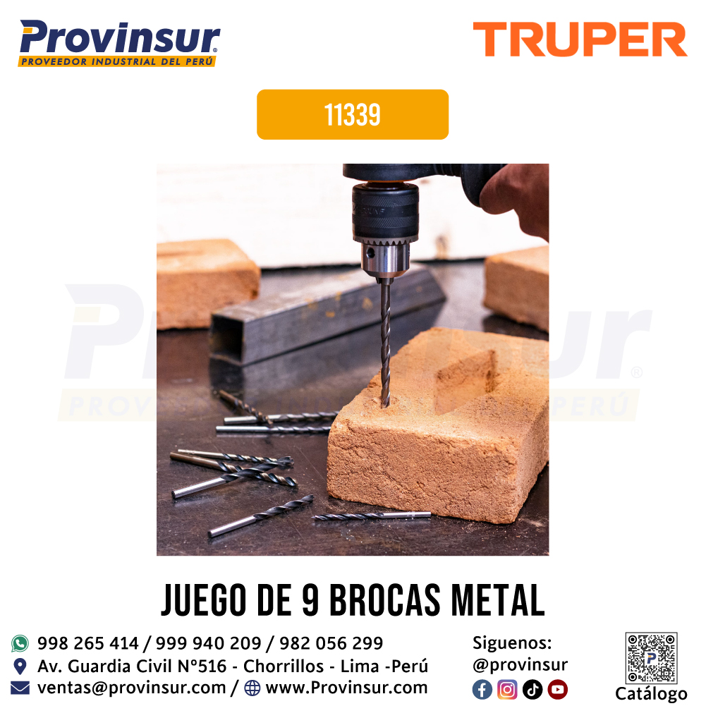 Juego 9 de Brocas para Metal-Concreto-Madera 11339 Truper 2 Juego 9 de brocas para metal-concreto-madera 11339 Truper
