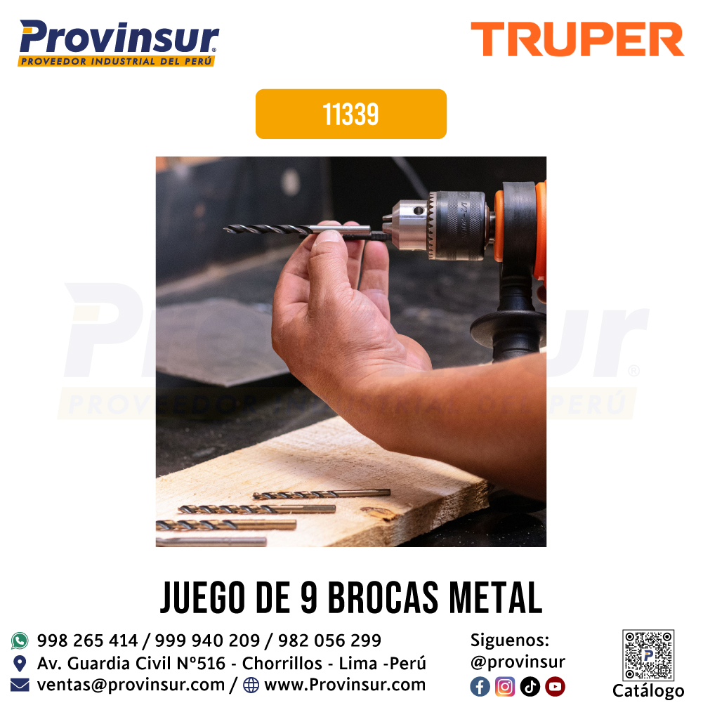Juego 9 de Brocas para Metal-Concreto-Madera 11339 Truper 3 Juego 9 de brocas para metal-concreto-madera 11339 Truper