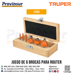 Juego de 6 brocas para router 11359 Truper
