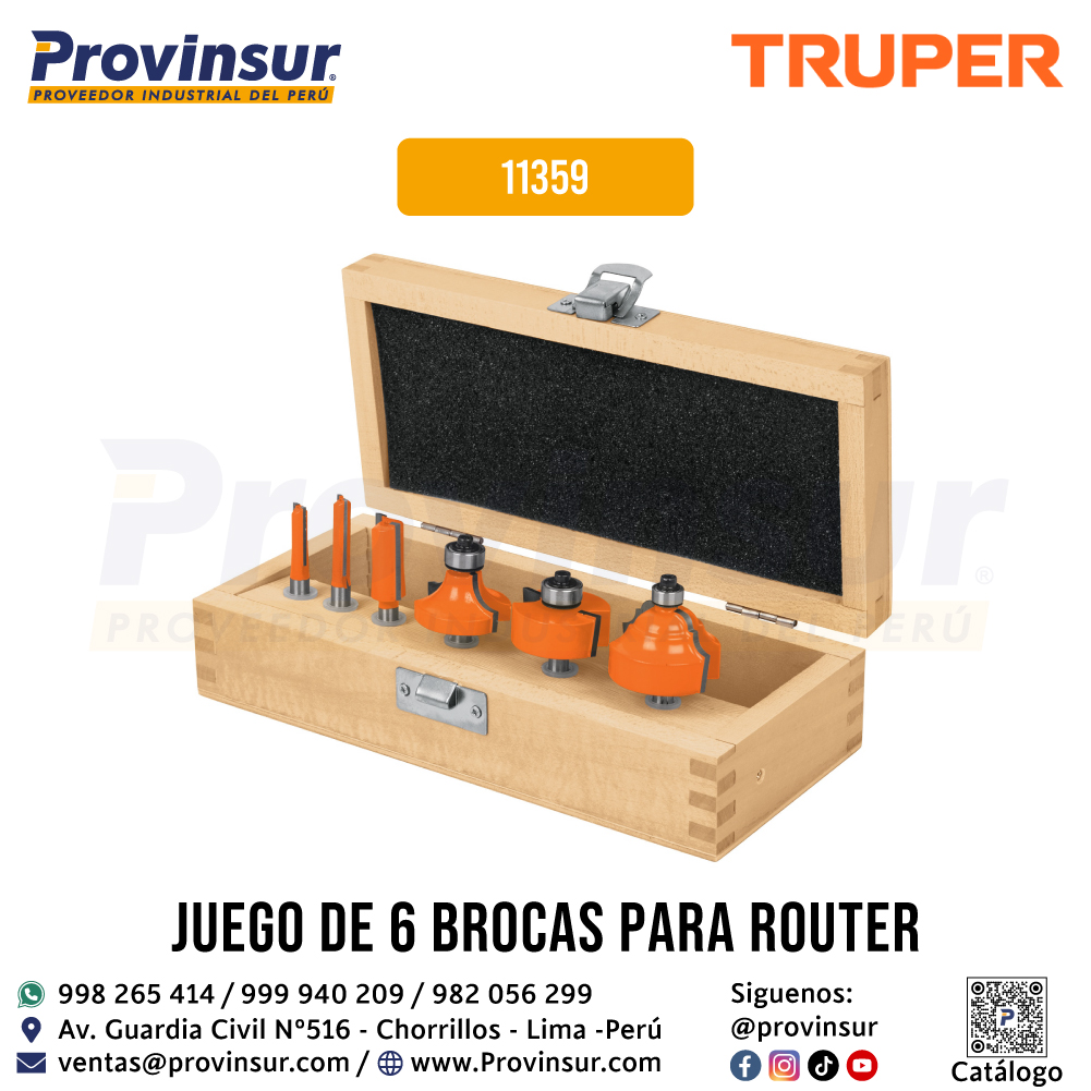Juego de 6 Brocas para Router 11359 Truper 1 Juego de 6 brocas para router 11359 Truper
