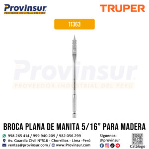 Broca plana de manita 5/16 pulgadas para madera 11363 Truper
