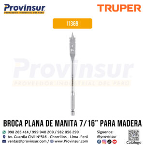 Broca plana de manita 7/16 pulgadas para madera 11369 Truper