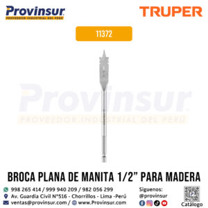 Broca plana de manita 1/2 pulgadas para madera 11372 Truper