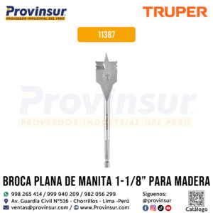 Broca plana de manita 1-1/8 pulgadas para madera 11387 Truper