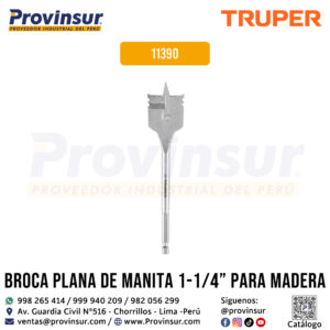 Broca plana de manita 1-1/4 pulgadas para madera 11390 Truper