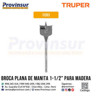 Broca plana de manita 1-1/2 pulgadas para madera 11393 Truper