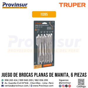 Juego de brocas planas de manita 6 piezas 11395 Truper