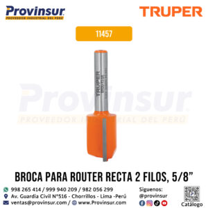 Broca para router recta de 2 filos 5/8 pulgadas 11457 Truper