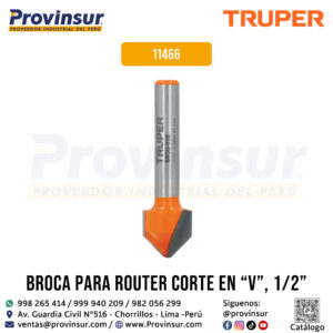 Broca para router corte en V de 1/2 pulgada 11466 Truper