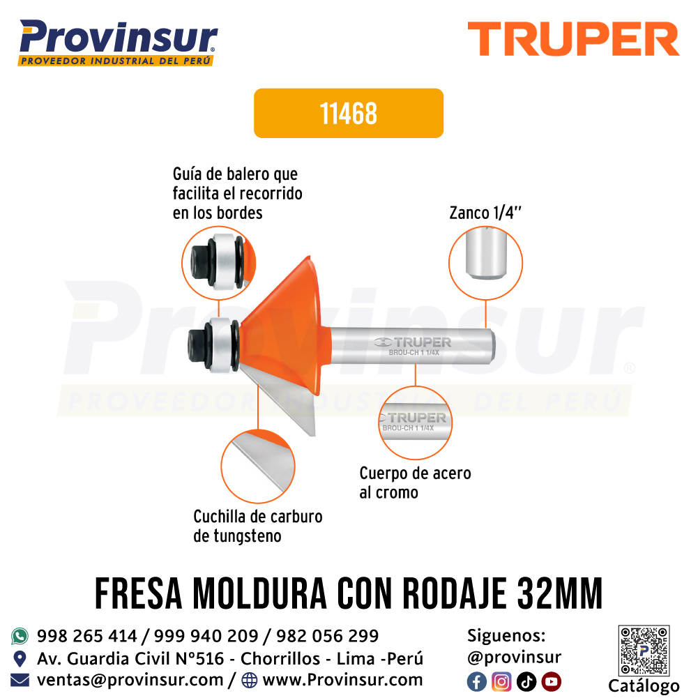 Broca para Router Chaflán 1-1/4 Pulgadas con Balero 11468 Truper 3 Broca para router chaflán 1-1/4 pulgadas con balero 11468 Truper
