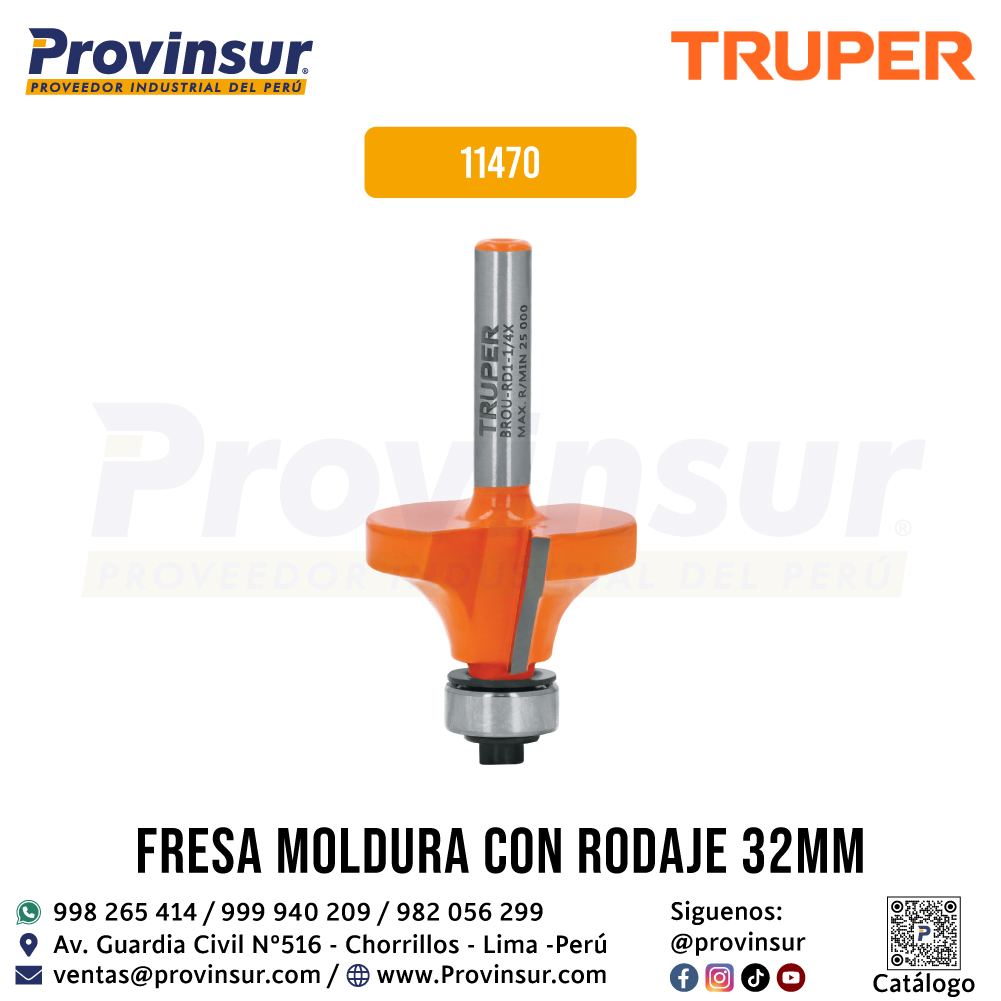 Broca para Router Redondeado de 1-1/4 Pulgada con Balero 11470 Truper 1 Broca para router redondeado de 1-1/4 pulgada con balero 11470 Truper