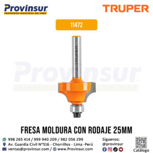 Broca para router redondeado con moldura 1 pulgada con balero 11472 Truper
