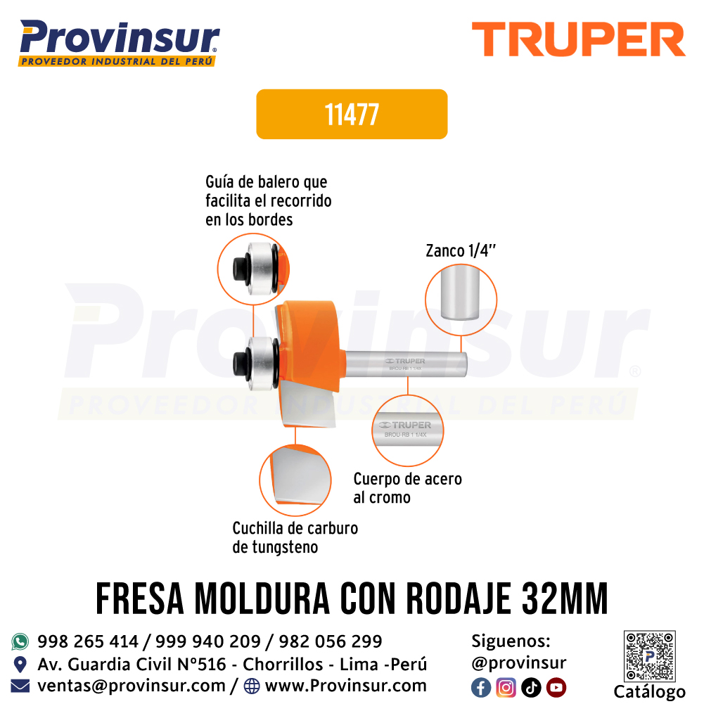 Broca para Router Rebajado 1-1/4 Pulgada con Balero 11477 Truper 3 Broca para router rebajado 1-1/4 pulgada con balero 11477 Truper