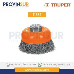 Carda de copa, alambre ondulado, 4", milimétrica para esmeril 11532 Truper
