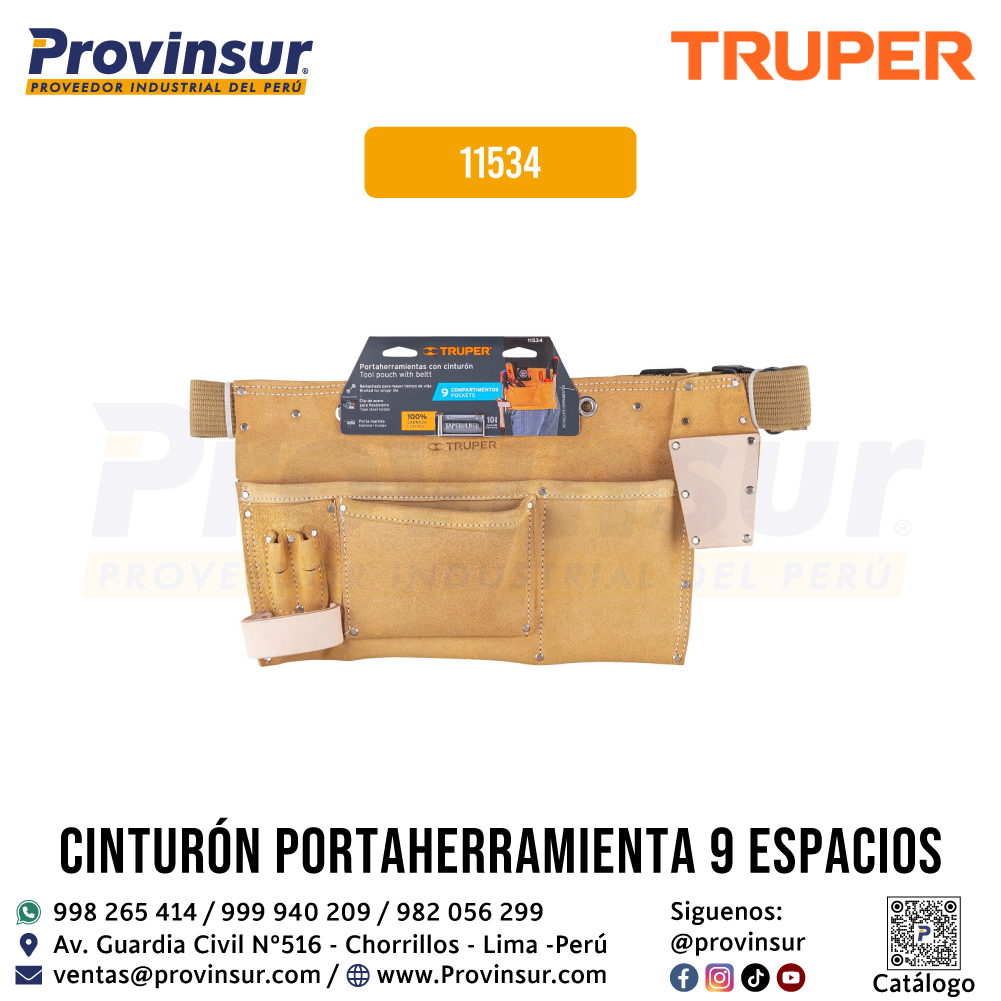 Portaherramientas de Carnaza con 9 Compartimentos 11534 Truper 4 Portaherramientas de carnaza con 9 compartimentos 11534 Truper