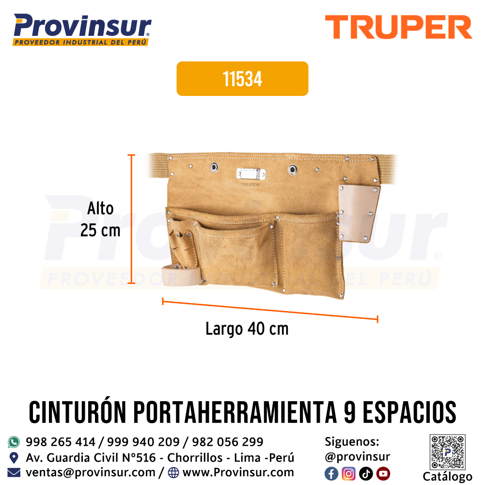 Portaherramientas de Carnaza con 9 Compartimentos 11534 Truper 3 Portaherramientas de carnaza con 9 compartimentos 11534 Truper