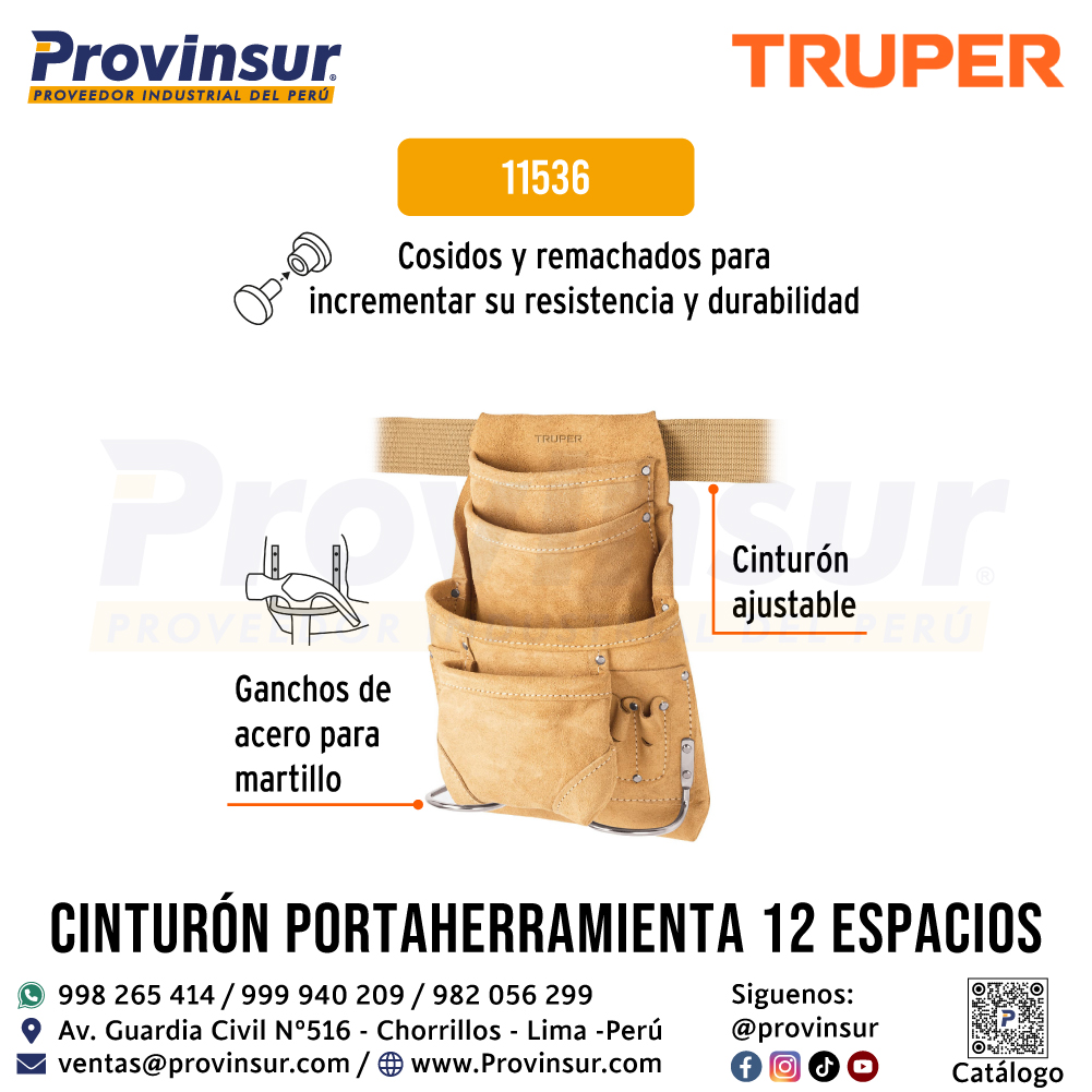 Portaherramientas de Carnaza con 12 Compartimentos 11536 Truper 2 Portaherramientas de carnaza con 12 compartimentos 11536 Truper