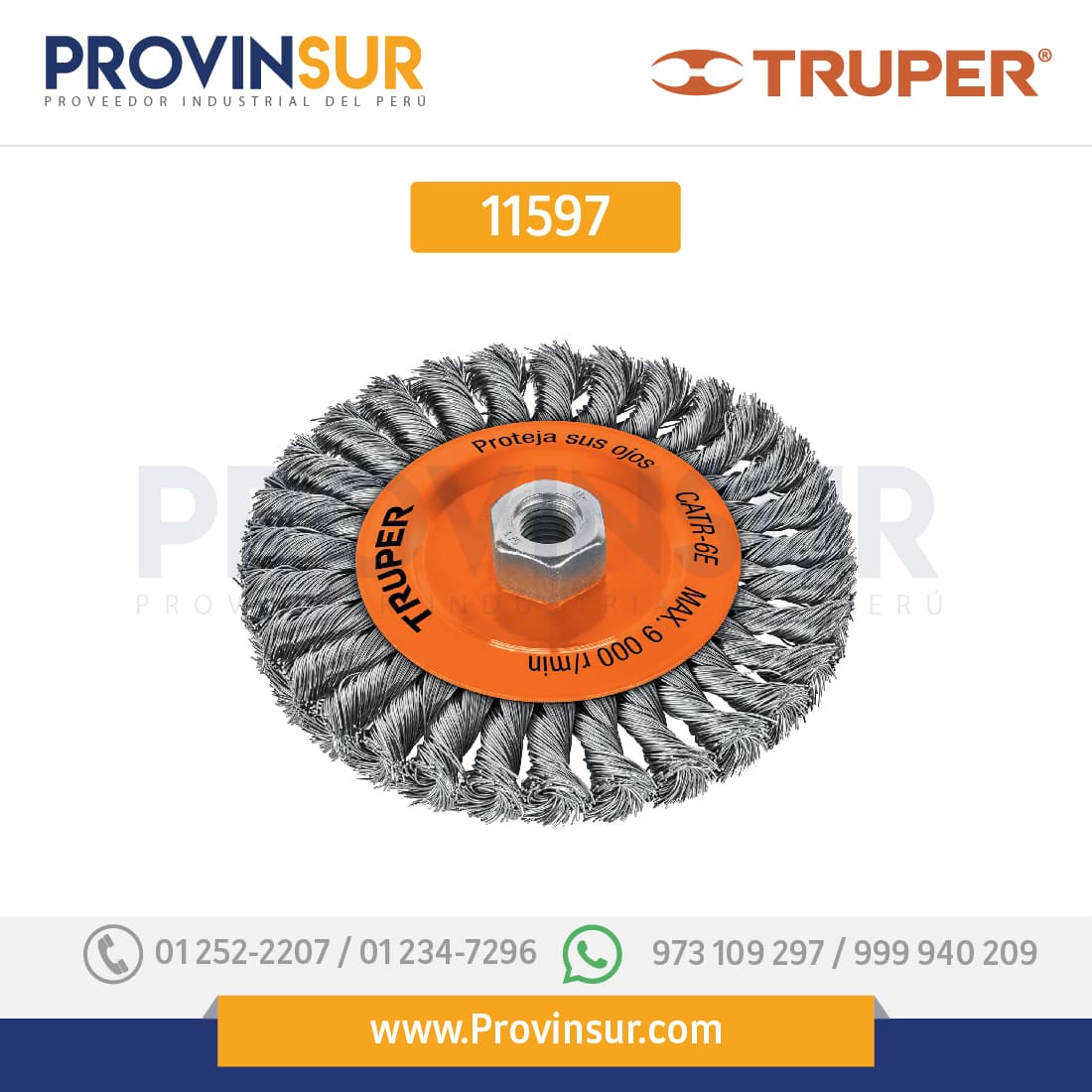 Carda trenzado circular, 6" para esmeriladora 11597 Truper 1 Carda trenzado circular, 6" para esmeriladora 11597 Truper