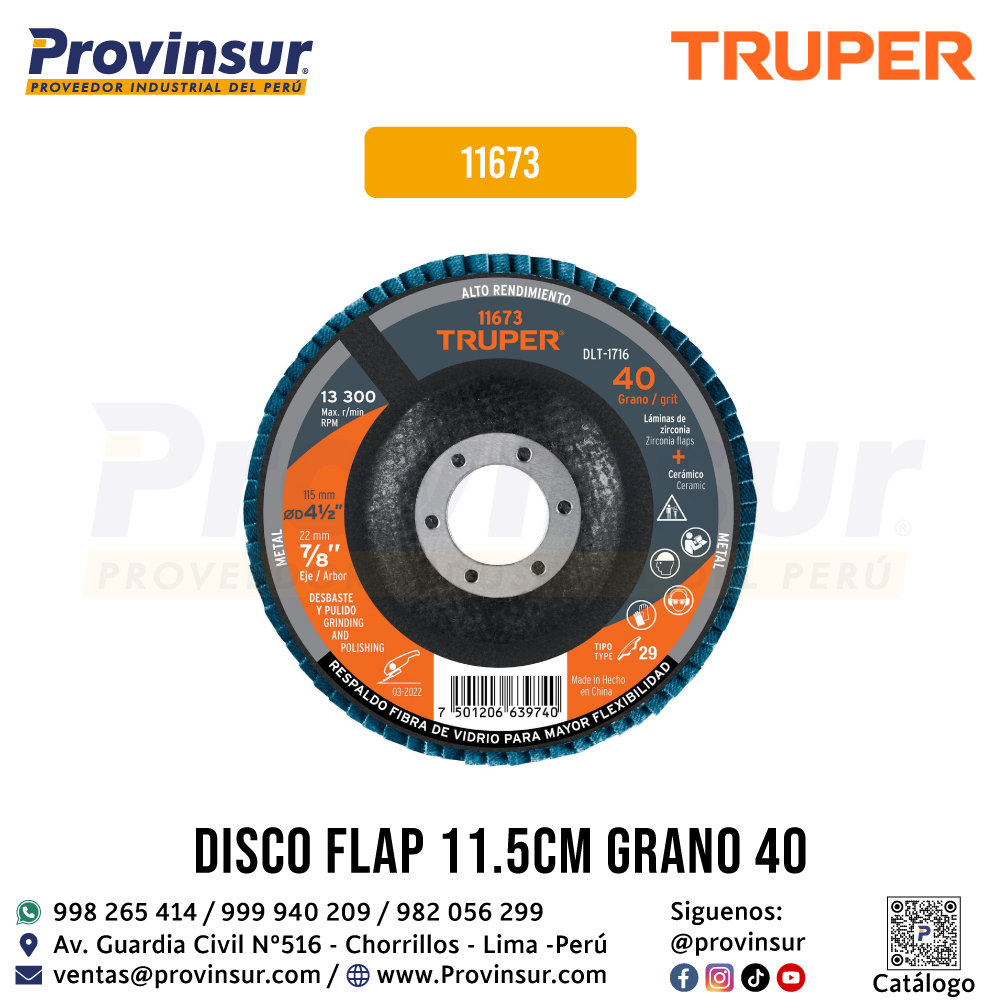 Disco Laminado 4-1/2 Pulgadas Grano 40 Centro 7/8 Pulgadas Fibra 11673 Truper 1 Disco laminado 4-1/2 pulgadas grano 40 centro 7/8 pulgadas fibra 11673 Truper