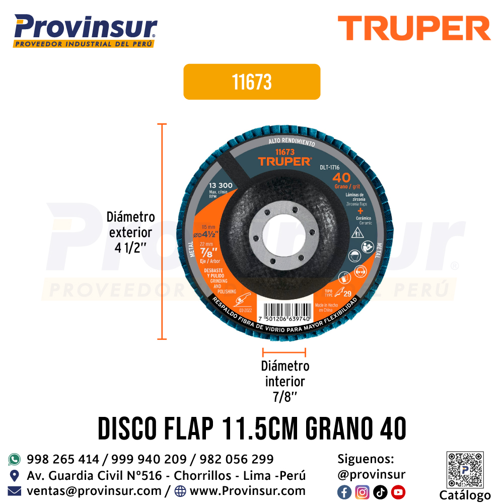 Disco Laminado 4-1/2 Pulgadas Grano 40 Centro 7/8 Pulgadas Fibra 11673 Truper 2 Disco laminado 4-1/2 pulgadas grano 40 centro 7/8 pulgadas fibra 11673 Truper