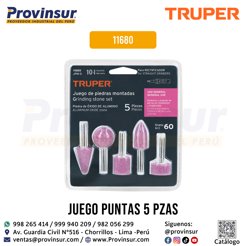 Juego de 5 Piedras Montadas Zanco 1/4 Pulgadas para Uso General 11680 Truper 1 Juego de 5 piedras montadas zanco 1/4 pulgadas para uso general 11680 Truper