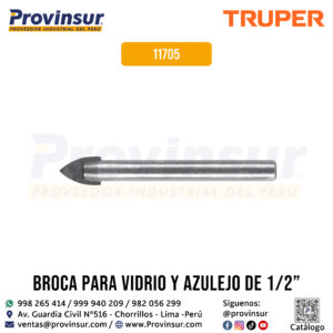 Broca para vidrio y azulejo 1/2 pulgada 11705 Truper