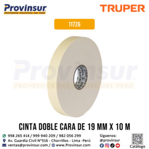 Cinta doble cara de 19 mm x 10 m 11726 Truper