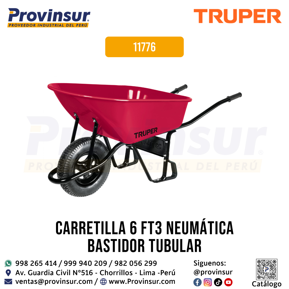 Carretilla 6 ft3 Neumática Bastidor Tubular 11776 Truper 1 Carretilla 6 ft3 Neumática bastidor tubular 11776 Truper