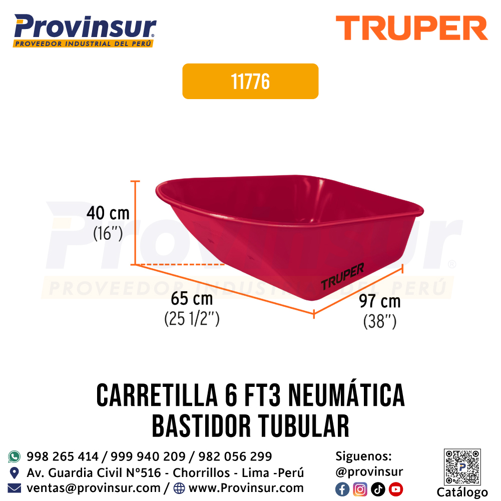 Carretilla 6 ft3 Neumática Bastidor Tubular 11776 Truper 2 Carretilla 6 ft3 Neumática bastidor tubular 11776 Truper