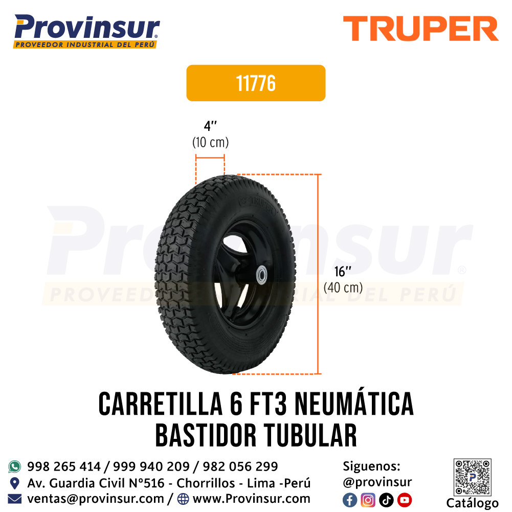 Carretilla 6 ft3 Neumática Bastidor Tubular 11776 Truper 3 Carretilla 6 ft3 Neumática bastidor tubular 11776 Truper