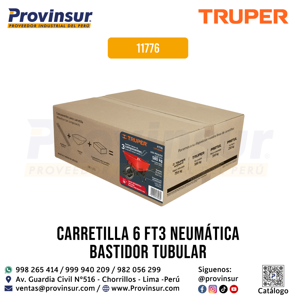 Carretilla 6 ft3 Neumática Bastidor Tubular 11776 Truper 7 Carretilla 6 ft3 Neumática bastidor tubular 11776 Truper