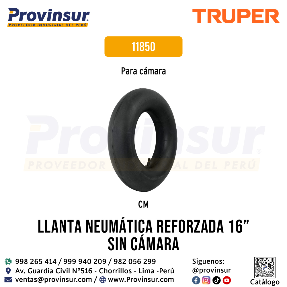 Llanta Neumática Reforzada 16 Pulgadas Sin Cámara 11850 Truper 3 Llanta neumática reforzada 16 pulgadas sin cámara 11850 Truper