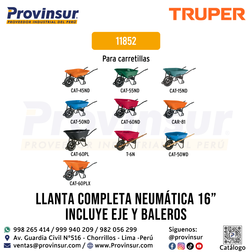 Llanta Completa Neumática 16 Pulgadas incluye Eje y Baleros 11852 Truper 4 Llanta completa neumática 16 pulgadas incluye eje y baleros 11852 Truper