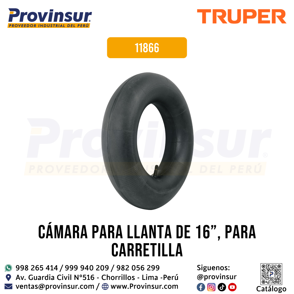 Cámara para Llanta de 16 Pulgadas para Carretilla 11866 Truper 1 Cámara para llanta de 16 pulgadas para carretilla 11866 Truper