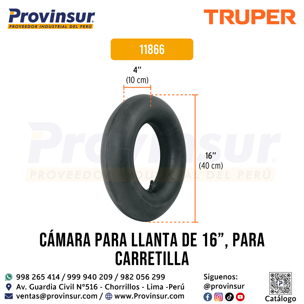 Cámara para Llanta de 16 Pulgadas para Carretilla 11866 Truper 2 Cámara para llanta de 16 pulgadas para carretilla 11866 Truper