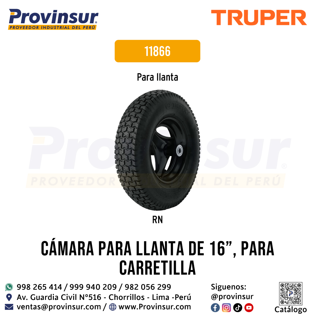 Cámara para Llanta de 16 Pulgadas para Carretilla 11866 Truper 6 Cámara para llanta de 16 pulgadas para carretilla 11866 Truper