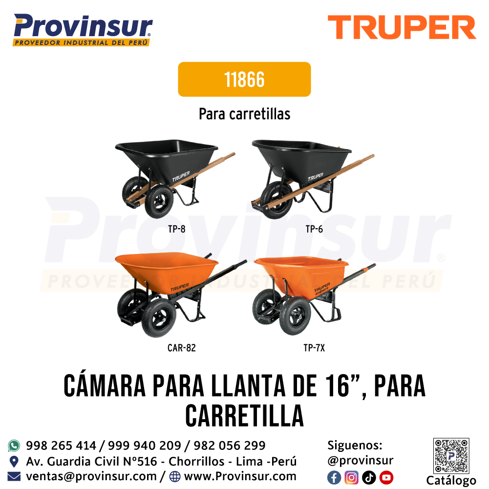 Cámara para Llanta de 16 Pulgadas para Carretilla 11866 Truper 8 Cámara para llanta de 16 pulgadas para carretilla 11866 Truper