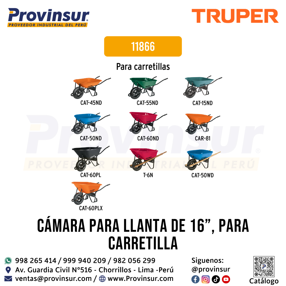 Cámara para Llanta de 16 Pulgadas para Carretilla 11866 Truper 7 Cámara para llanta de 16 pulgadas para carretilla 11866 Truper