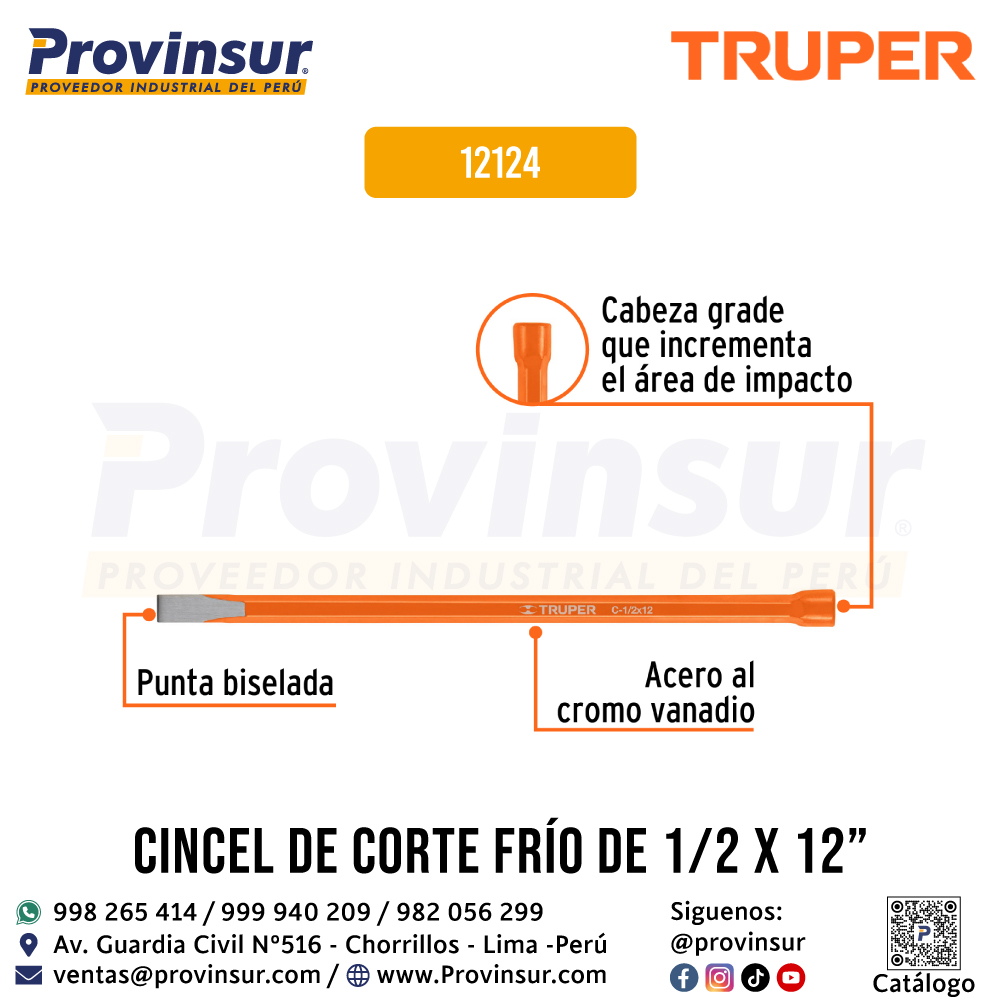 Cincel de Corte Frío 1/2 X 12 Pulgadas 12124 Truper 2 Cincel de corte frío 1/2 X 12 pulgadas 12124 Truper