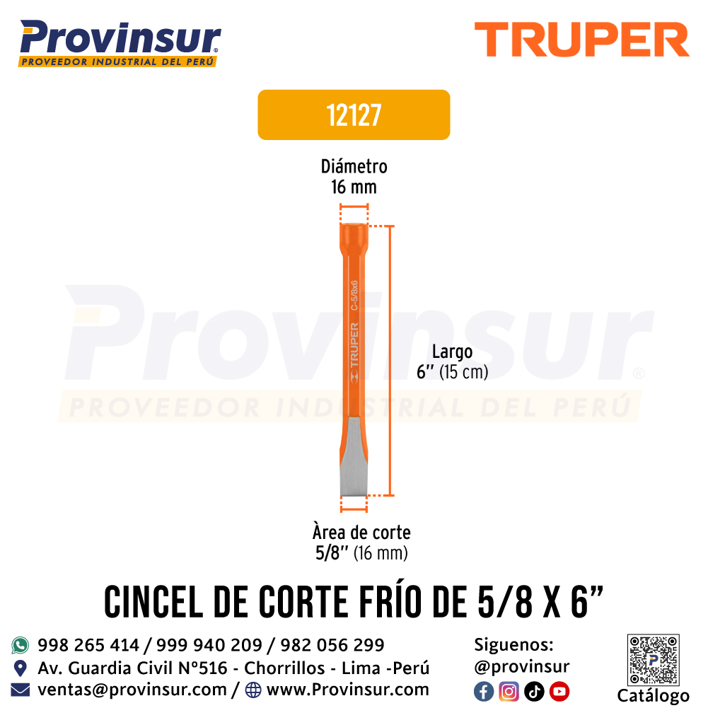 Cincel de Corte Frío 5/8 X 6 Pulgadas 12127 Truper 3 Cincel de corte frío 5/8 X 6 pulgadas 12127 Truper