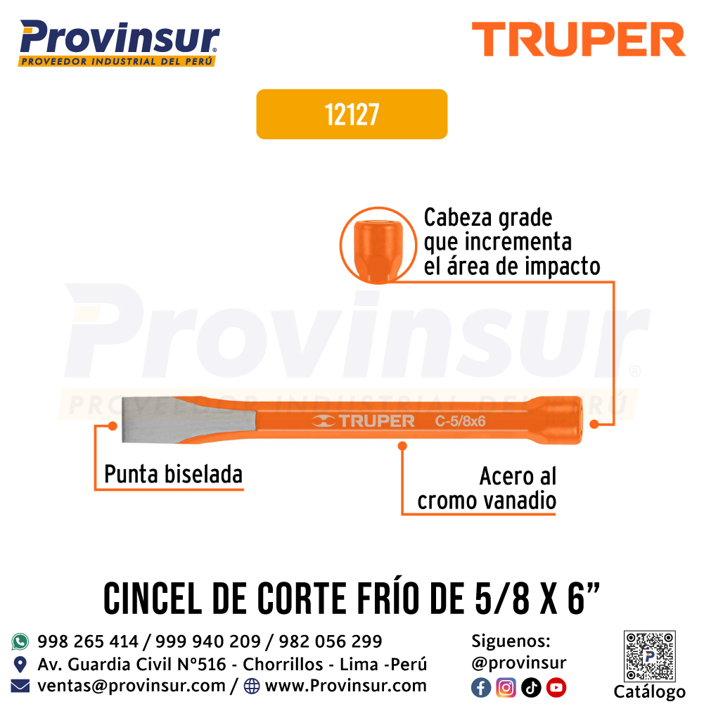 Cincel de Corte Frío 5/8 X 6 Pulgadas 12127 Truper 2 Cincel de corte frío 5/8 X 6 pulgadas 12127 Truper