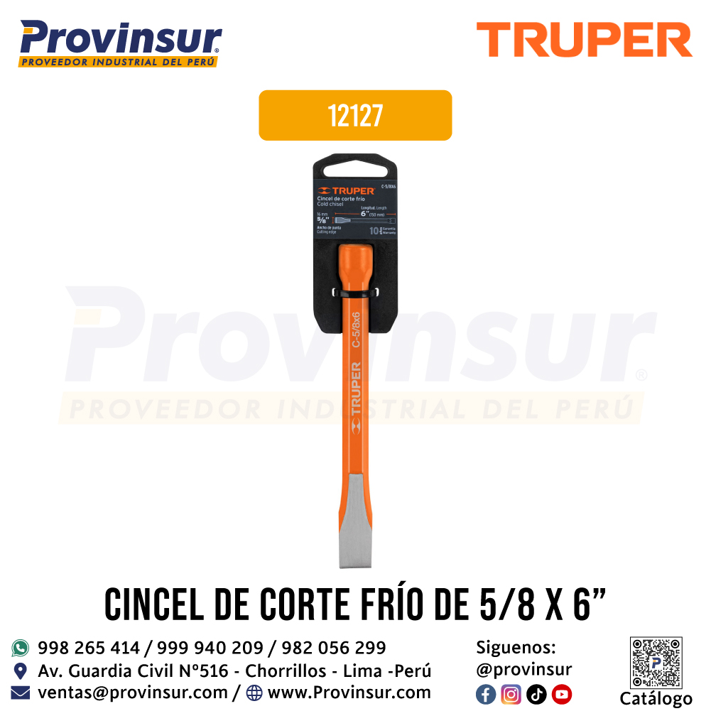 Cincel de Corte Frío 5/8 X 6 Pulgadas 12127 Truper 4 Cincel de corte frío 5/8 X 6 pulgadas 12127 Truper