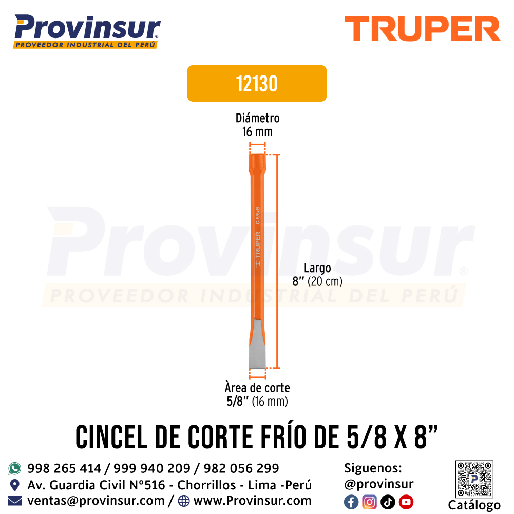 Cincel de Corte Frío 5/8 X 8 Pulgadas 12130 Truper 3 Cincel de corte frío 5/8 X 8 pulgadas 12130 Truper