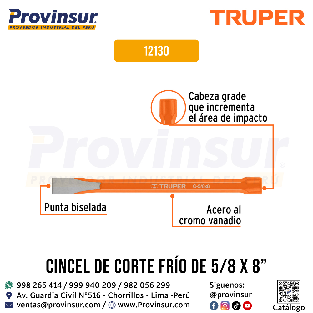 Cincel de Corte Frío 5/8 X 8 Pulgadas 12130 Truper 2 Cincel de corte frío 5/8 X 8 pulgadas 12130 Truper