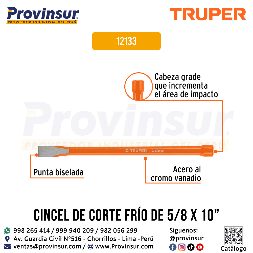 Cincel de Corte Frío 5/8 X 10 Pulgadas 12133 Truper 2 Cincel de corte frío 5/8 X 10 pulgadas 12133 Truper