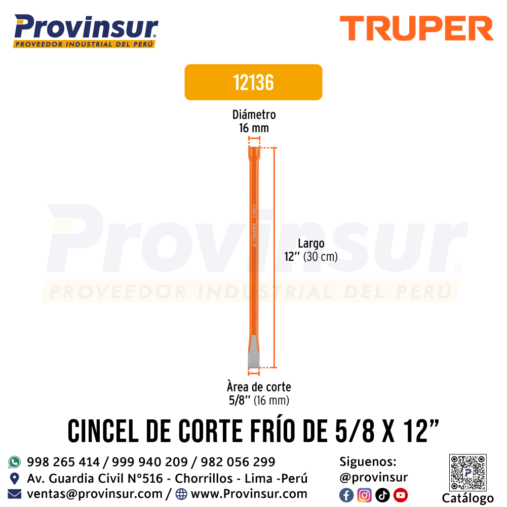 Cincel de Corte Frío 5/8 X 12 Pulgadas 12136 Truper 3 Cincel de corte frío 5/8 X 12 pulgadas 12136 Truper