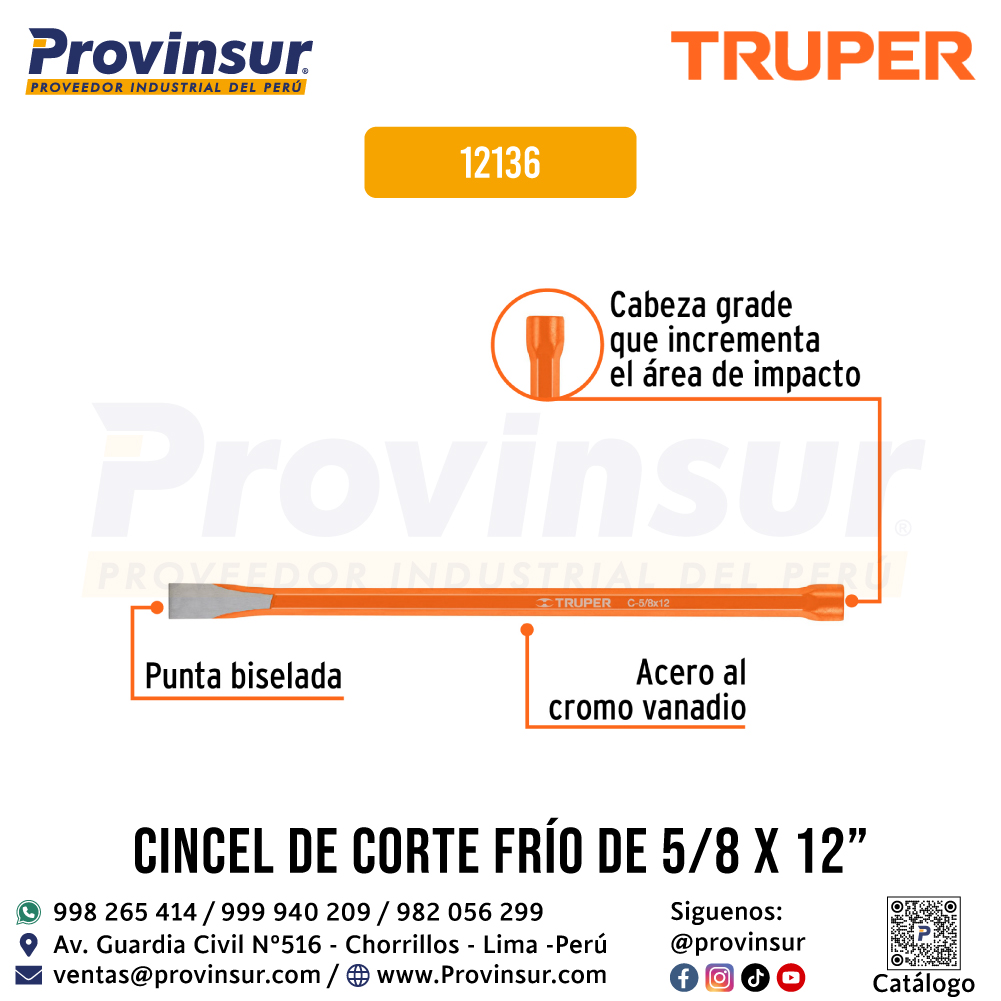 Cincel de Corte Frío 5/8 X 12 Pulgadas 12136 Truper 2 Cincel de corte frío 5/8 X 12 pulgadas 12136 Truper