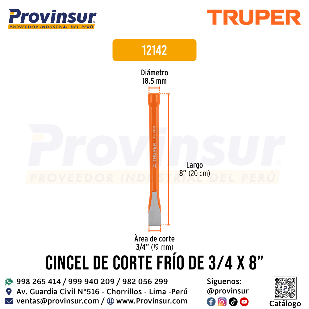 Cincel de Corte Frío 3/4 X 8 Pulgadas 12142 Truper 3 Cincel de corte frío 3/4 X 8 pulgadas 12142 Truper