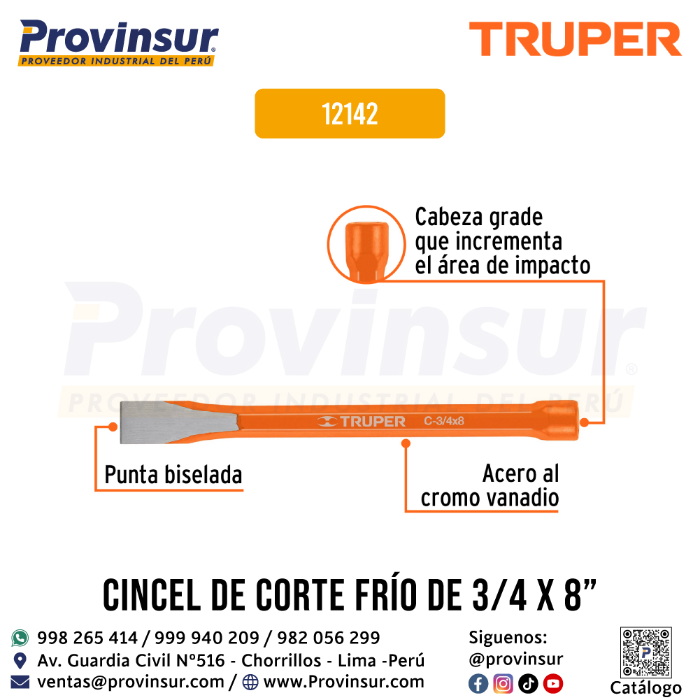 Cincel de Corte Frío 3/4 X 8 Pulgadas 12142 Truper 2 Cincel de corte frío 3/4 X 8 pulgadas 12142 Truper