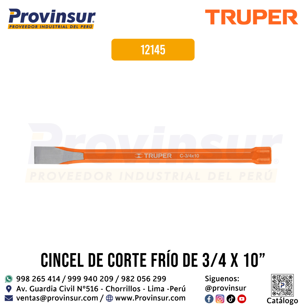 Cincel de Corte Frío 3/4 X 10 Pulgadas 12145 Truper 1 Cincel de corte frío 3/4 X 10 pulgadas 12145 Truper